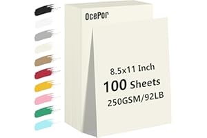 OCEPOR 100 Sheets Cream Cardstock Paper, Colored Printer Paper 8.5 x 11, Card Stock Thick Construction Paper for Craft,Scrapbook，Office Printing, Invitations, Certificates，92 lb/250gsm