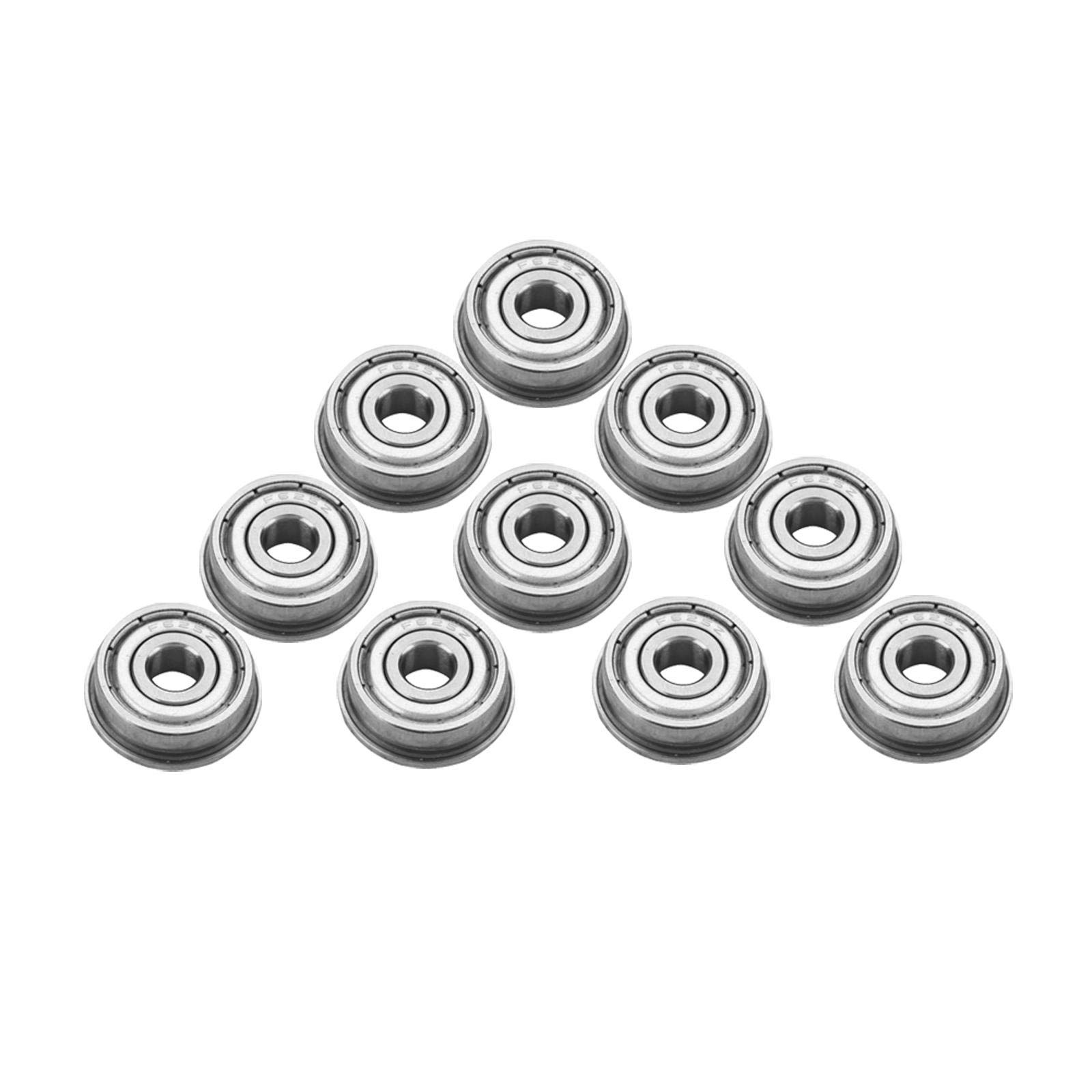 Deep Groove Ball Bearings, Akozon 10pcs Double Shielded Bearings F625ZZ Double-shielded Miniature Flanged Ball Bearings 5 x 16 x 5mm