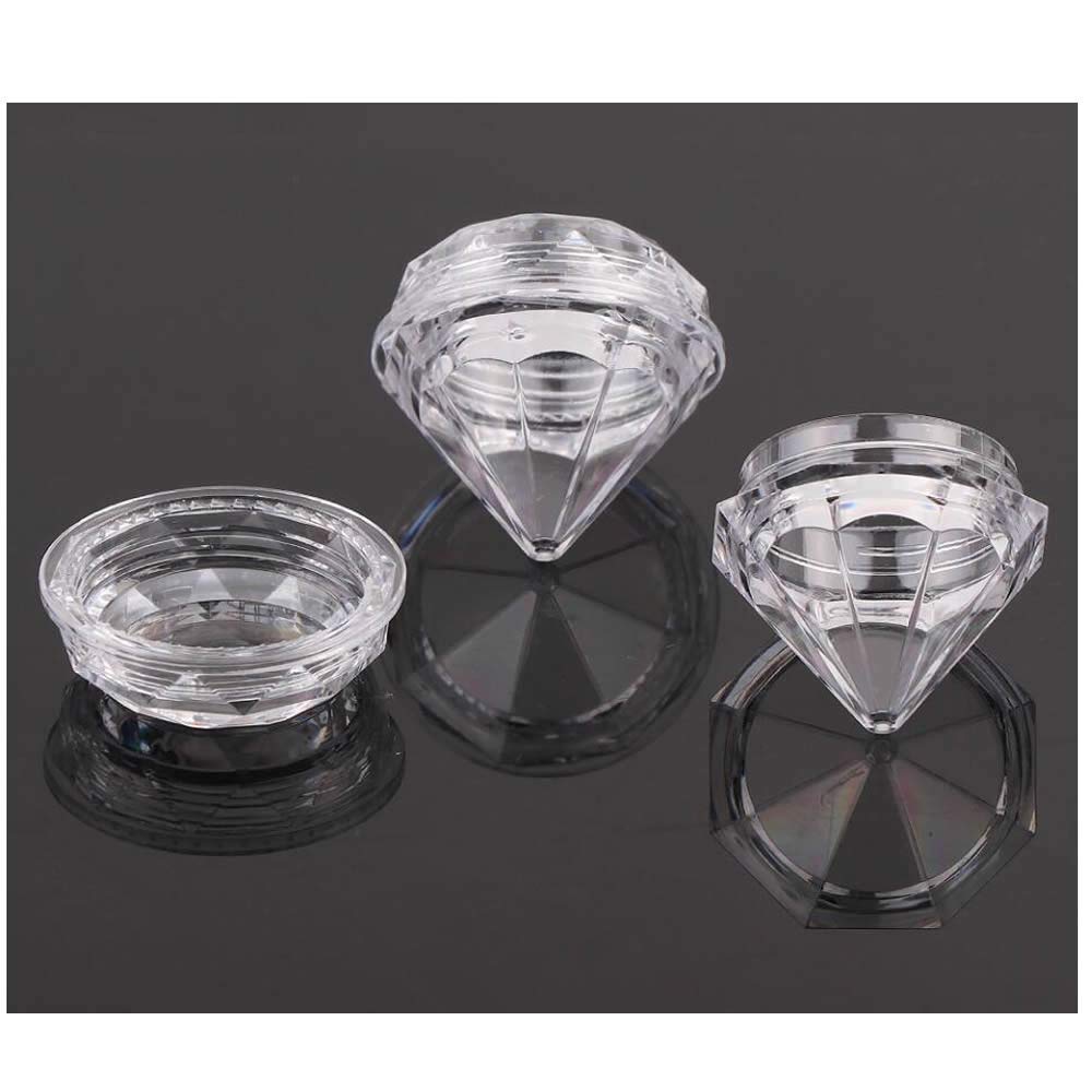 QXcom 25 Packs 5g Clear Cream Box Jars Diamond Shaped Empty Refillable Cosmetic Container Jar Pot with Lid Makeup Sample Trial Case Storage for Lip Blam Lotion Creams Eye Shadow Nails Powder Jewelry : Beauty