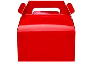 ONE MORE 25-Pack Gable Red Candy Treat Boxes,Small Goodie Gift Boxes for Wedding and Birthday Party Favors Christmas Box 6.2 x 3.5 x 3.5 inch