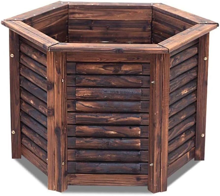 HEMFV Wood Planter Box, Hexagon Wooden