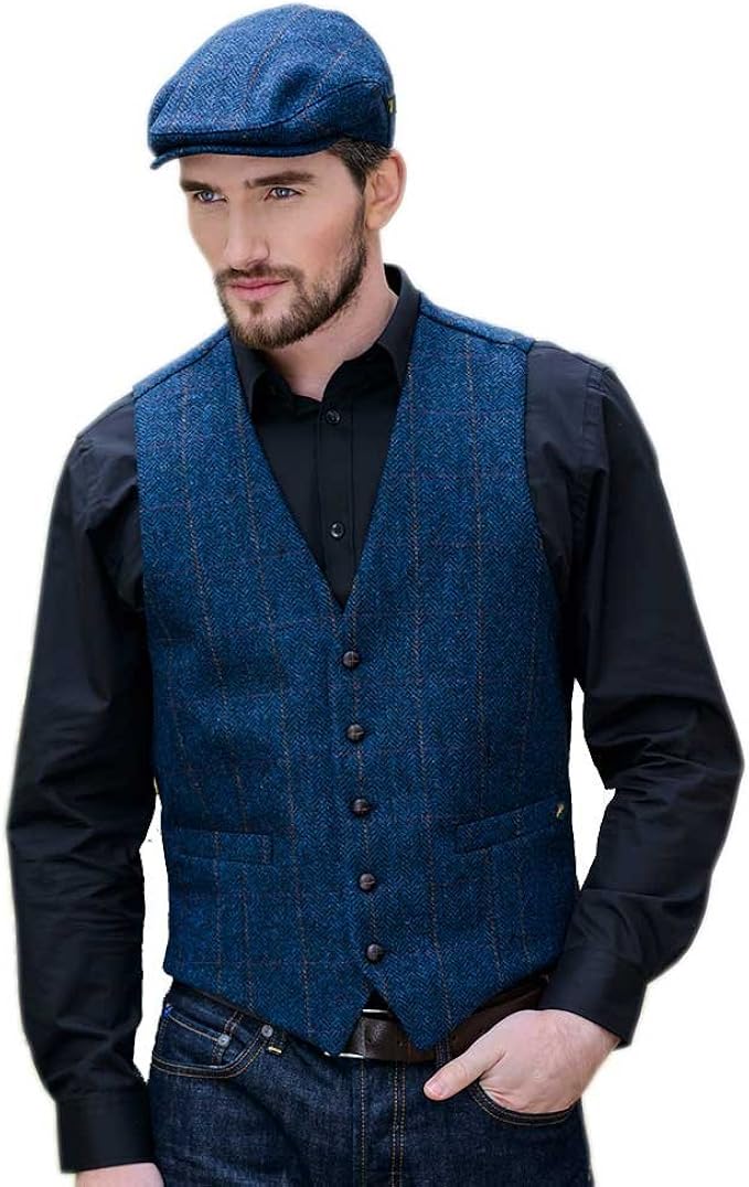 flat cap and waistcoat