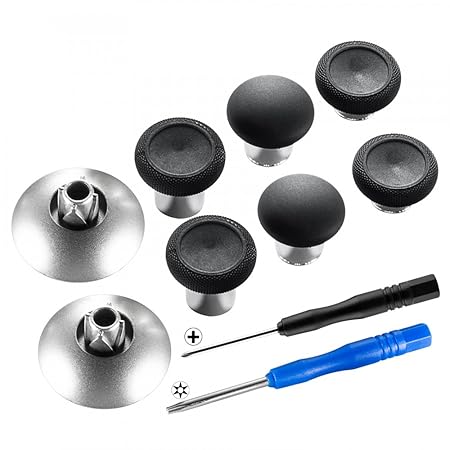 eXtremeRate 8 Teiliges Magnetic Metal Thumpsticks Joysticks Analogsticks Kappen Tasten Set mit 2 Schraubenzieher für Xbox One