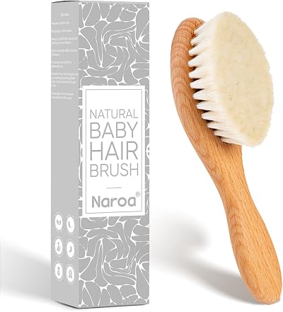 Naroa Natural Baby Hair Brush Soft Goat Bristles Wood Handle Newborn Child