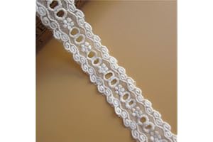 WSJIABOFUX White 3 Yard Eyelet Cotton Strip Net Tape Lace Edge Trim Ribbon 32 mm Width Vintage Style White Edging Trimmings Fabric Embroidered Applique Sewing Craft Wedding DIY Trim and Embellishments