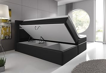 Wohnen Luxus Boxspringbett 180x200 Schwarz Mit Bettkasten Led Kopflicht Hotelbett Venedig Lift Amazon De Kuche Haushalt