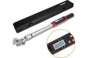 VANPO Hvac Torque Wrench 5-99.6 ft.lb/6.8-135 N.m, 14×18 mm Open End, 38 mm Adjustable Jaw, Accuracy ±2%, LED and Buzzer Notification, Adjustable Torque Wrench for Mini Split AC, Pipeline