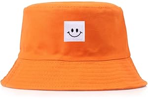 Ceoon Unisex Embroidered Smiling Face Bucket Hat Panama Cap Sun Prevent Hats