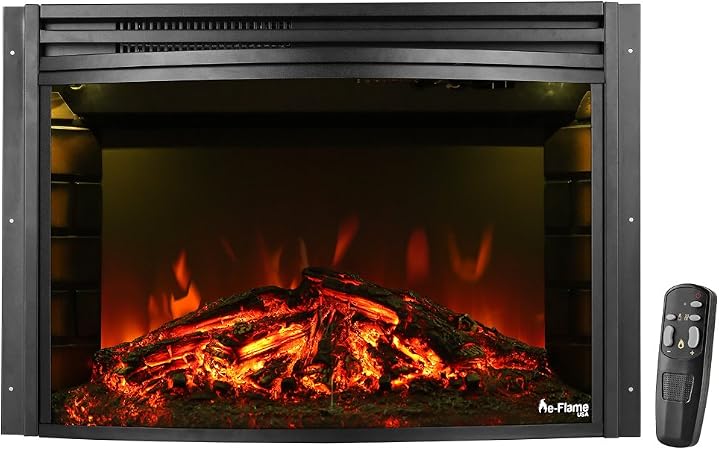 eFlame USA Quebec 27inch Electric Fireplace Stove Insert with Remote
