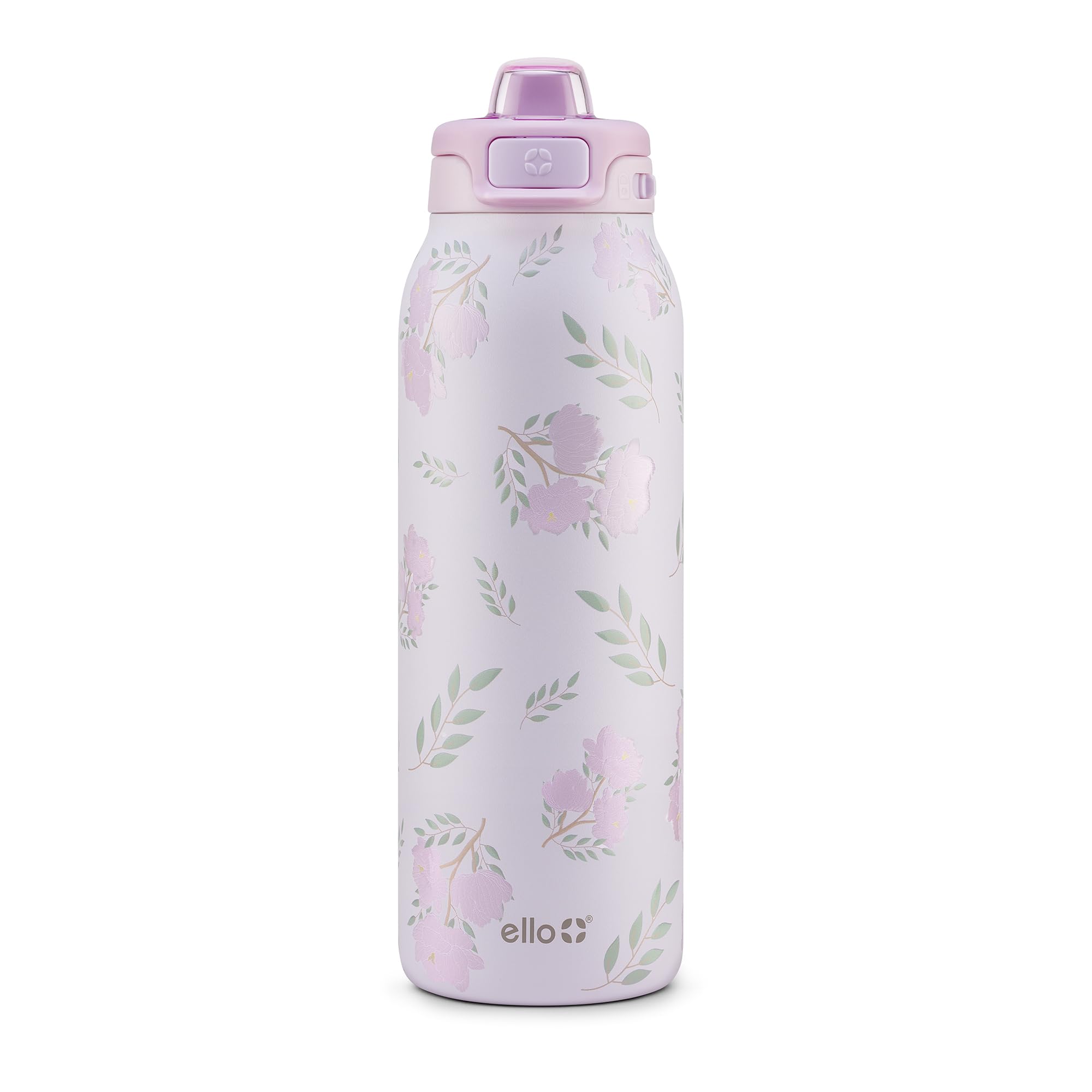 Photo 1 of ****CAP DOES NOT LOCK****Ello Pop & Fill 32oz Stainless Steel Water Bottle with QuickFill Technology, Double Walled and Vacuum Insulated Metal, Leak Proof Locking Lid, Straw and Chug, Reusable, BPA Free, Blossom Bliss