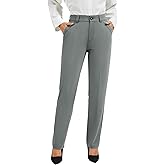 FUNYYZO Women Stretch Business Straight Leg Dress Slacks Pants with Pockets Wear to Work 2026 Casual Suitpants