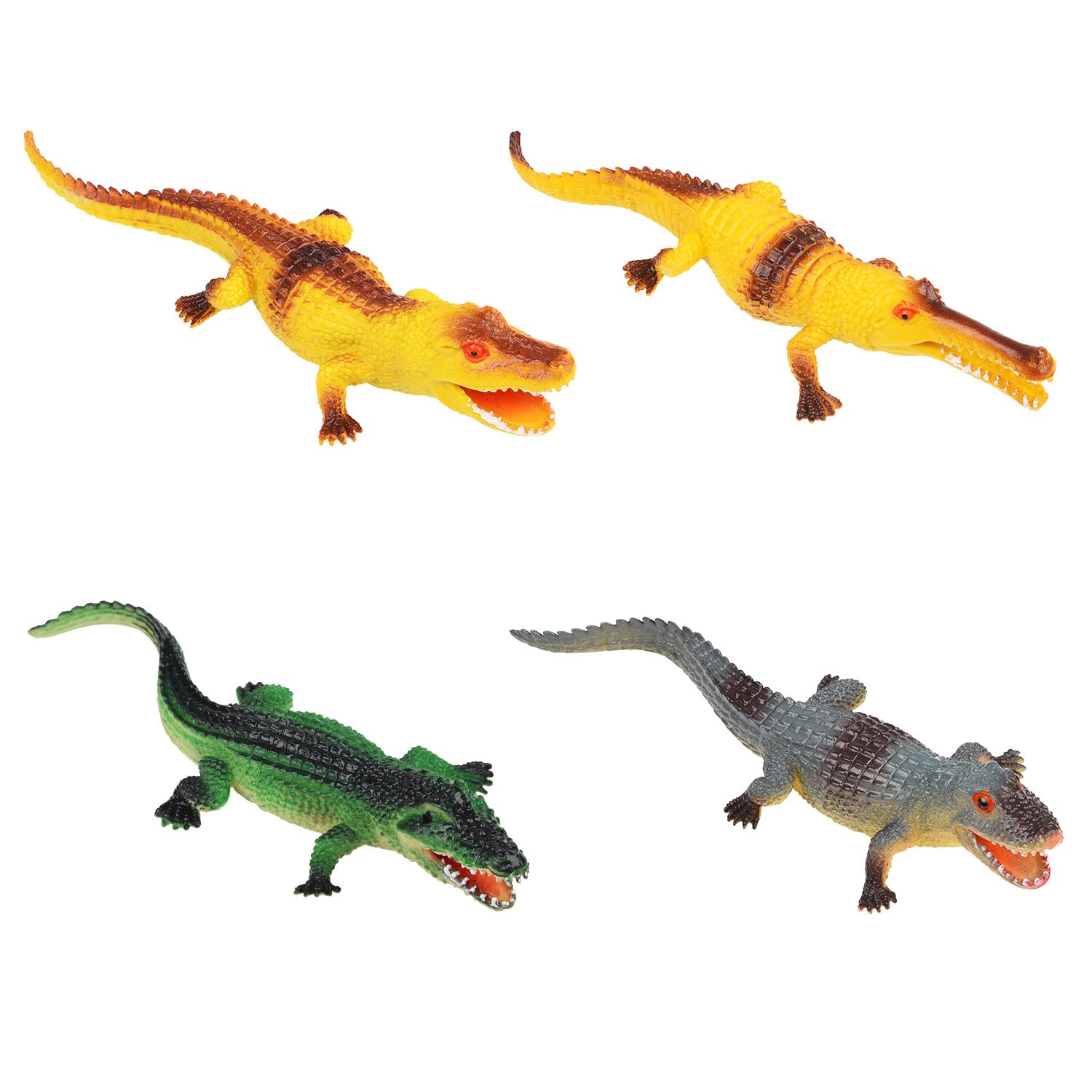 MFUOE 4 Pieces Crocodile Figurine Toy Plastic Crocodile Figurines Simulation Realistic Crocodile Toy for Kids Education and Micro-landscape Pool Decoration