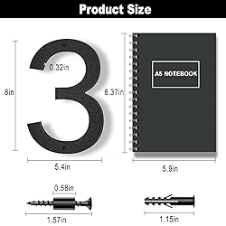 IVERRA 8 Inch Large Floating House Numbers, Black