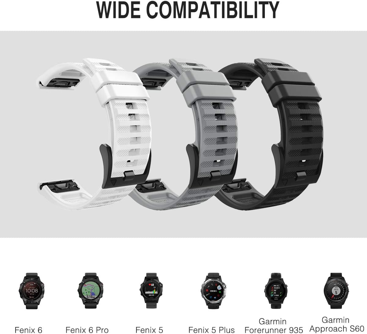MoKo Strap Compatible with Garmin Fenix 7/7 Pro/6/6 Pro/5/5 Plus/Forerunner 965/955/945/Instinct/Instinct Solar/Instinct 2 - Image 3