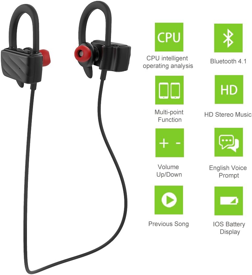 Bluetooth Sports Headphones Milool Swift Bluetooth 4.1 Wireless Sports Earphones Headset quality products online 8 Hours Play Sweatproof Headphones Secure Fit for Sport, Gym with Built-in Mic