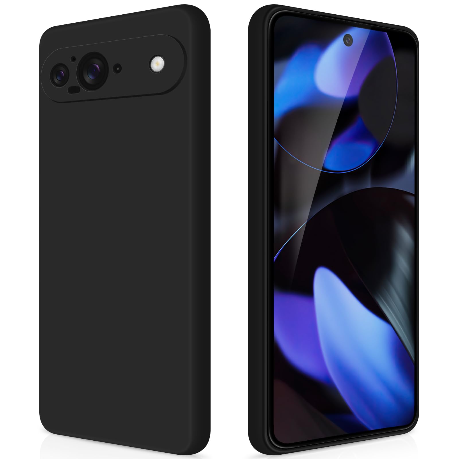 Photo 1 of GiiYoon Silicone Case Compatible with Google Pixel 9, Full Body Silky Soft Touch Phone Case with Camera Protection, Shockproof Cover with Microfiber Lining, Black