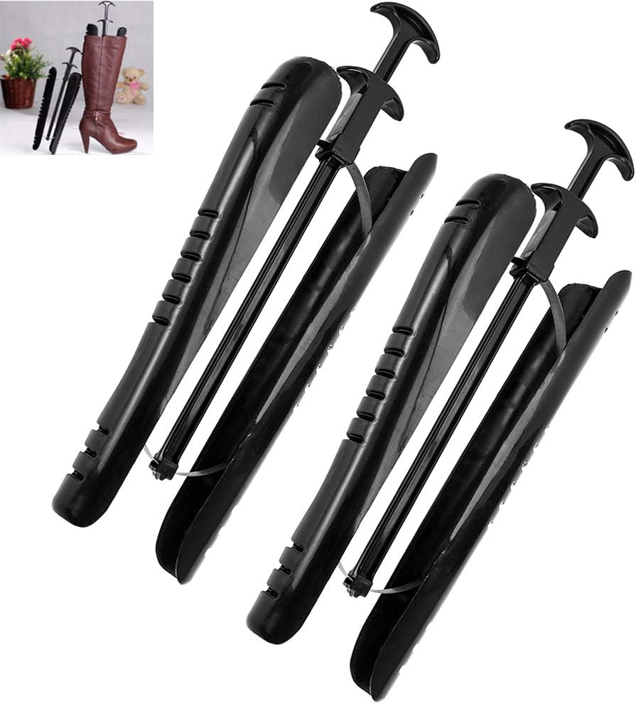 2 Pairs Boot Trees Black Automatic Knee High Tall Plastic Boots Shapers Support Form Shaping Inserts Women Men Shoes