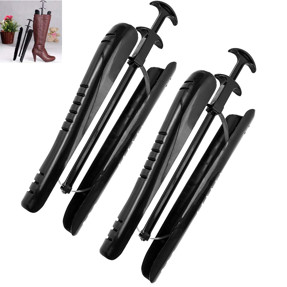 2 Pairs Boot Trees Black Automatic Knee High Tall Plastic Boots Shapers Support Form Shaping Inserts Women Men Shoes