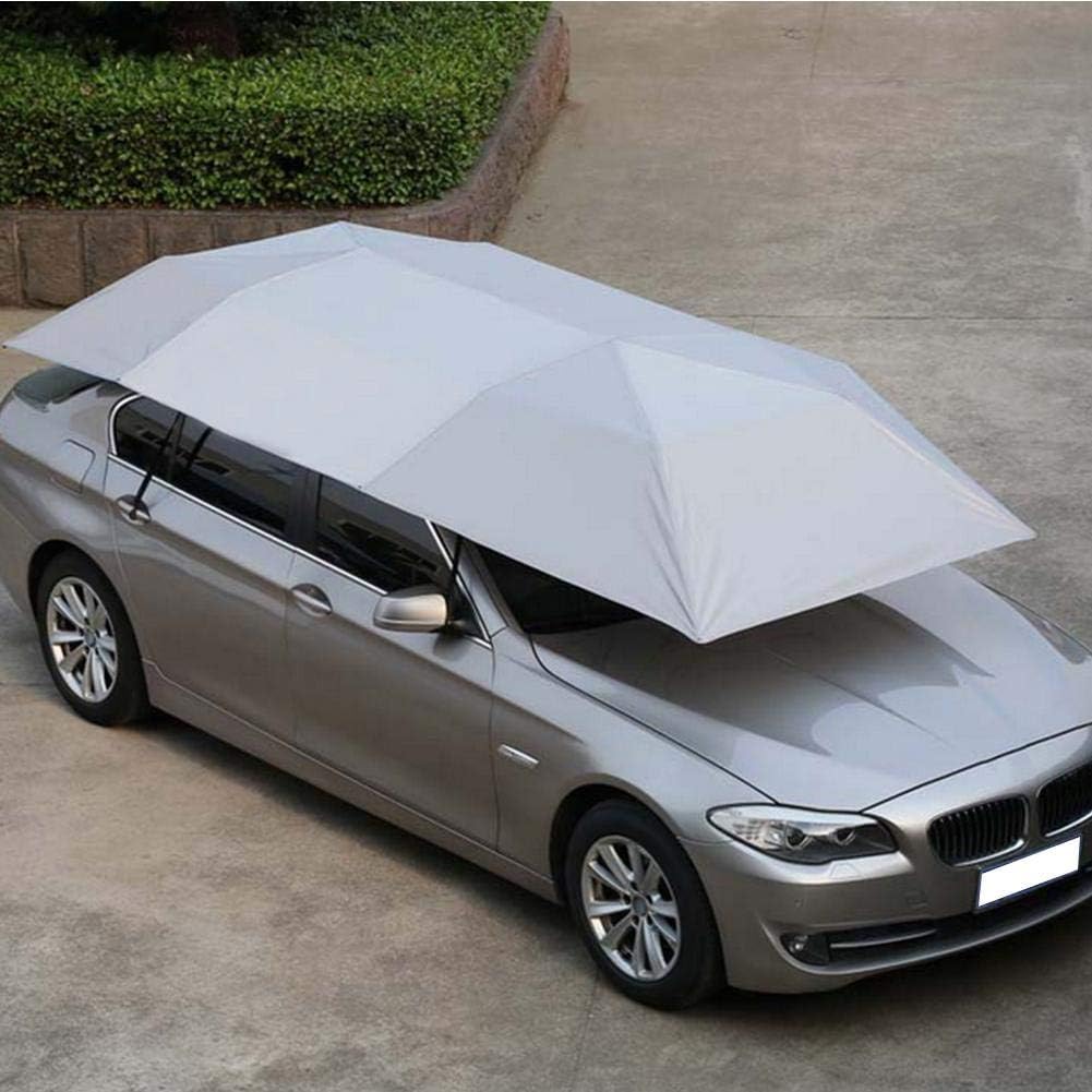 Qiilu Car Umbrella Tent, Portable Folded Car Umbrella Oxford Cloth Outdoor Anti-UV Sun-Proof Sun Shelter Protect Cover(Silver) - Image 5