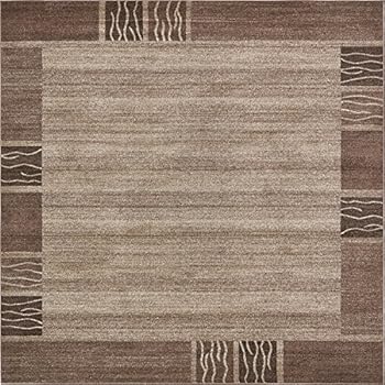 Unique Loom Del Mar Collection Contemporary Transitional Light Brown Square Rug (8' 0 x 8' 0)
