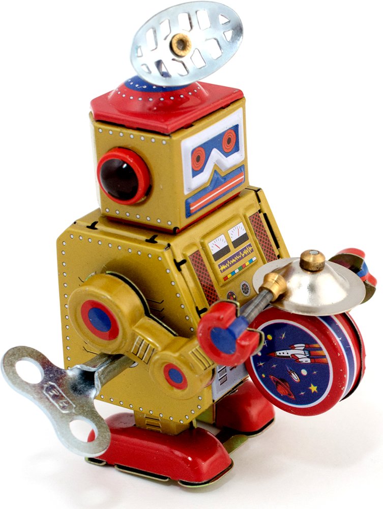Gold big band robot tin toy- mechanical / wind up collectors toy