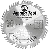 Amana Tool - (610504) Carbide Tipped Combination Ripping &amp; Crosscut 10" Dia x 50T 4+1, 15 Deg, 5/8 Bore, Silver