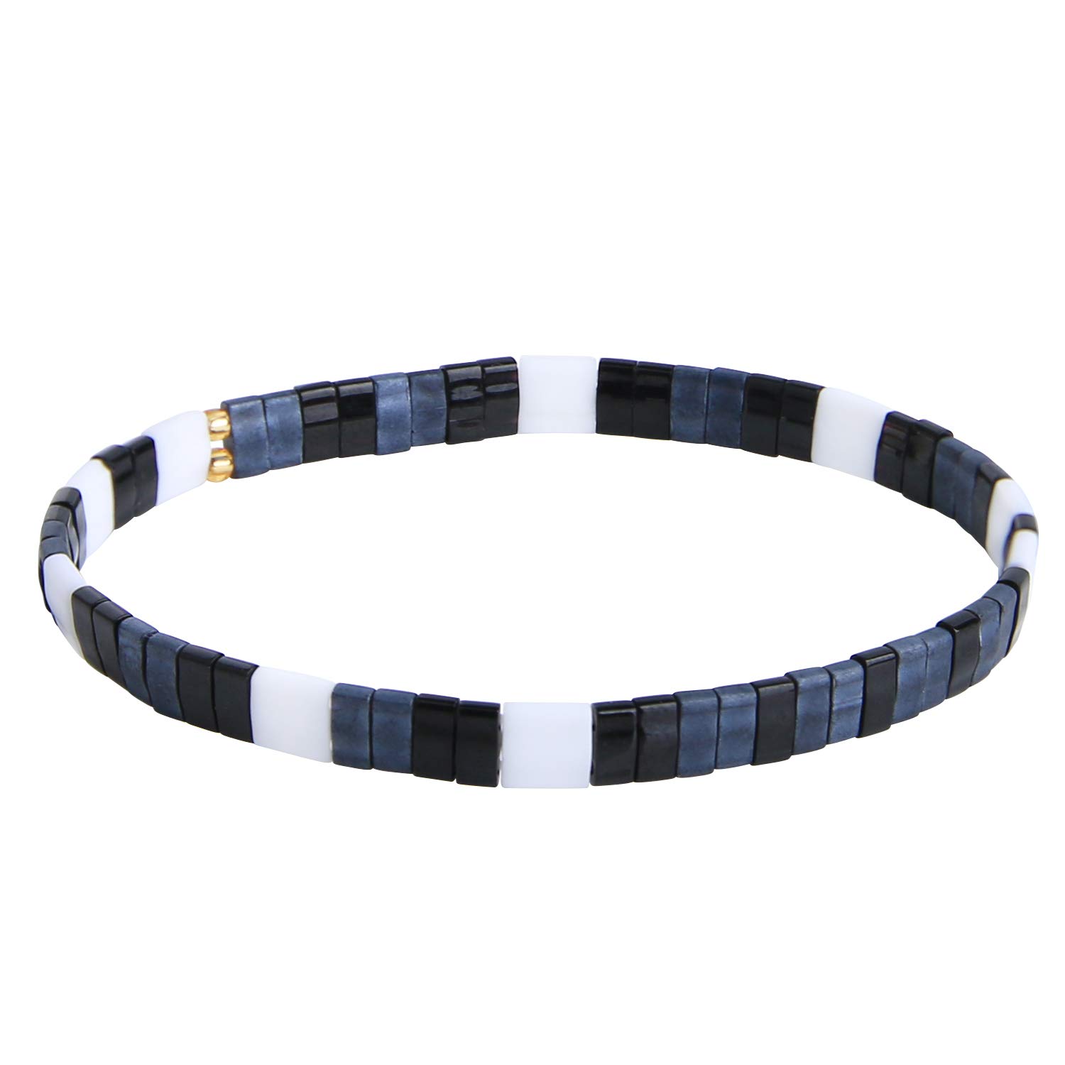 KELITCH Women Tila Beads Charm Bracelet Stretch Bracelets Candy Colors Wrap Friendship Bracelets - H