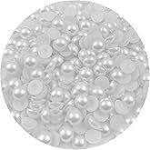 Mulutoo 600PCS 10mm White Half Round ABS Plastic Faux Imitation Flatback Pearls for Crafts, Jewelry, Scrapbooking, Nail Art Decoration