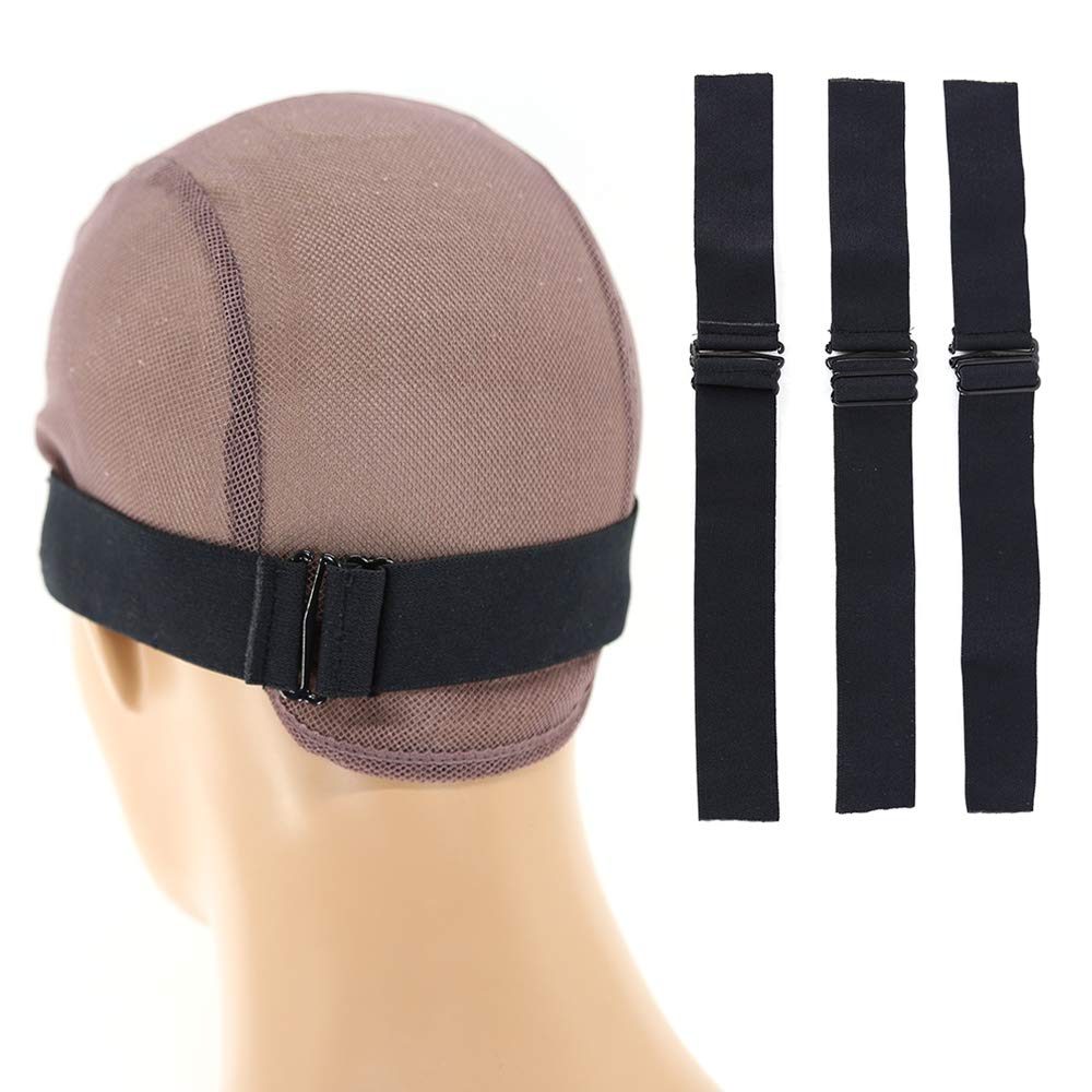 Towarm 3pcs Elastic Band with Adjustable Hooks for Wigs/Lace Closure/Lace Frontal Sewing Band 1.2inch width 11inch length (Black)