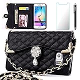 S7 Case, Galaxy S7 Case, OMIU(TM)(Long Chain Series) PU Leather Wallet Stand Case For Samsung Galaxy S7, Sent Stylus,Screen Protector-(Black), Samsung Galaxy S7 Case
