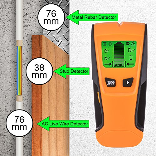 OWIKAR TH-210 3 in 1 LCD Backlight Stud Metal AC Live Wire Finder Electronic Stud Wall Finder Detector Scanner, High Precision, Long-Lasting And Lightweight Design (Yellow) - Thumbnail 7