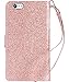 iPhone 6S Case,iPhone 6 Wallet Case,BENTOBEN Shiny Bling Folio Style Wallet Case Credit Card Slots Cash Holder Wrist Strap Magnetic Premium Protective PU Leather Flip Cover for iPhone 6S/6, Rose Gold