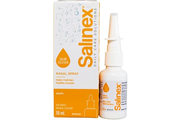 Salinex Adults Nasal Spray – Saline Spray for Dry, Congested & Itchy Noses – Daily Nasal Care for Allergy & Cold Relief – 30