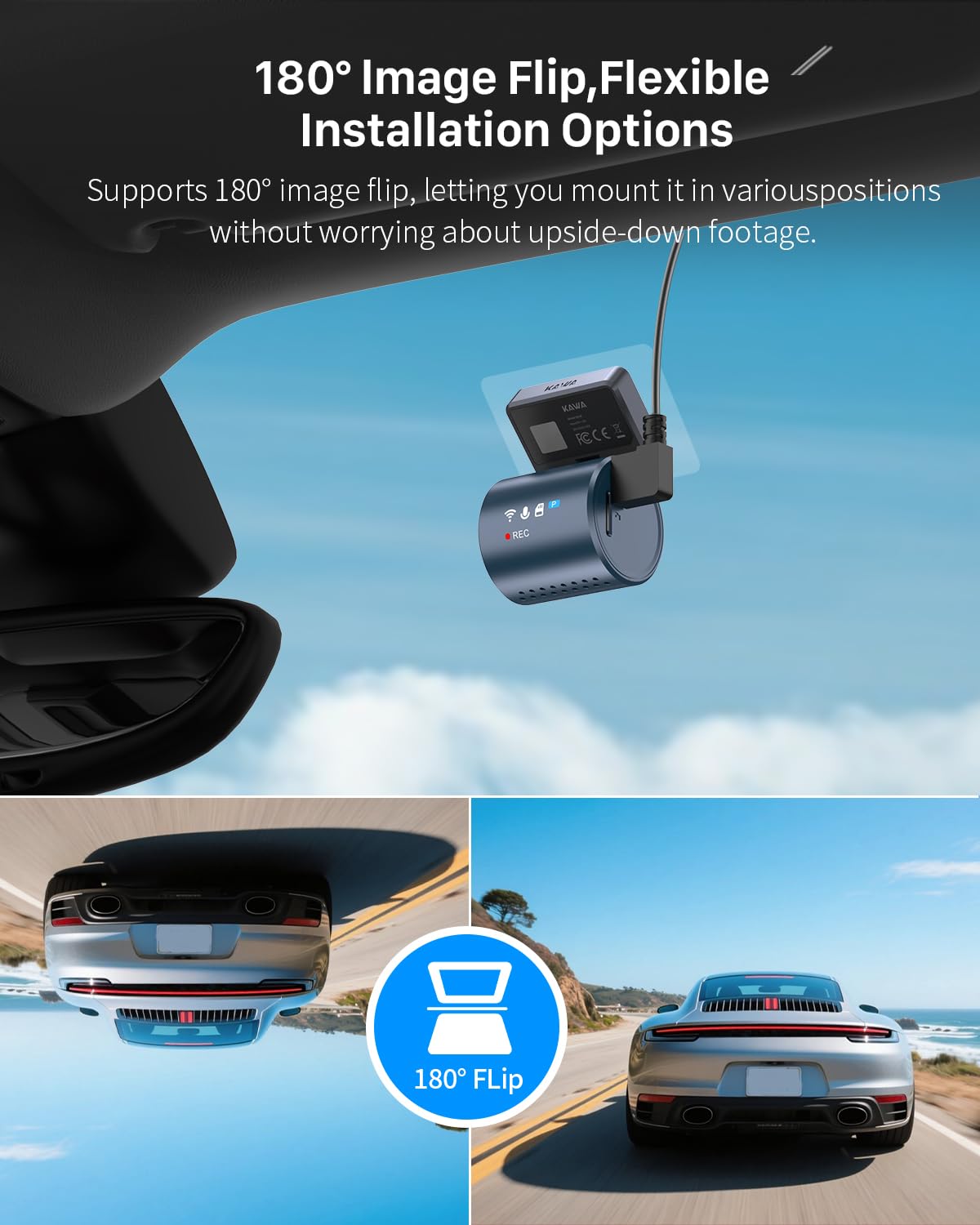 KAWA 2K Dash Cam for Cars with Voice Control - Stealth Display Tiny Dashcam Front Included 32GB Micro SD Card, Super Night Vision, 1296P QHD, G-Sensor, Built in WiFi & App Car Camera
