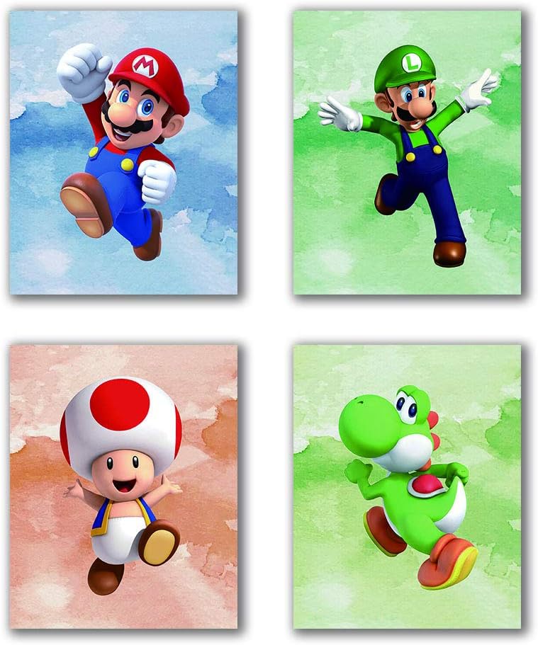 Amazon.com: N/Y Super Mario Art Prints Toad Super Mario Prints Wall Art ...