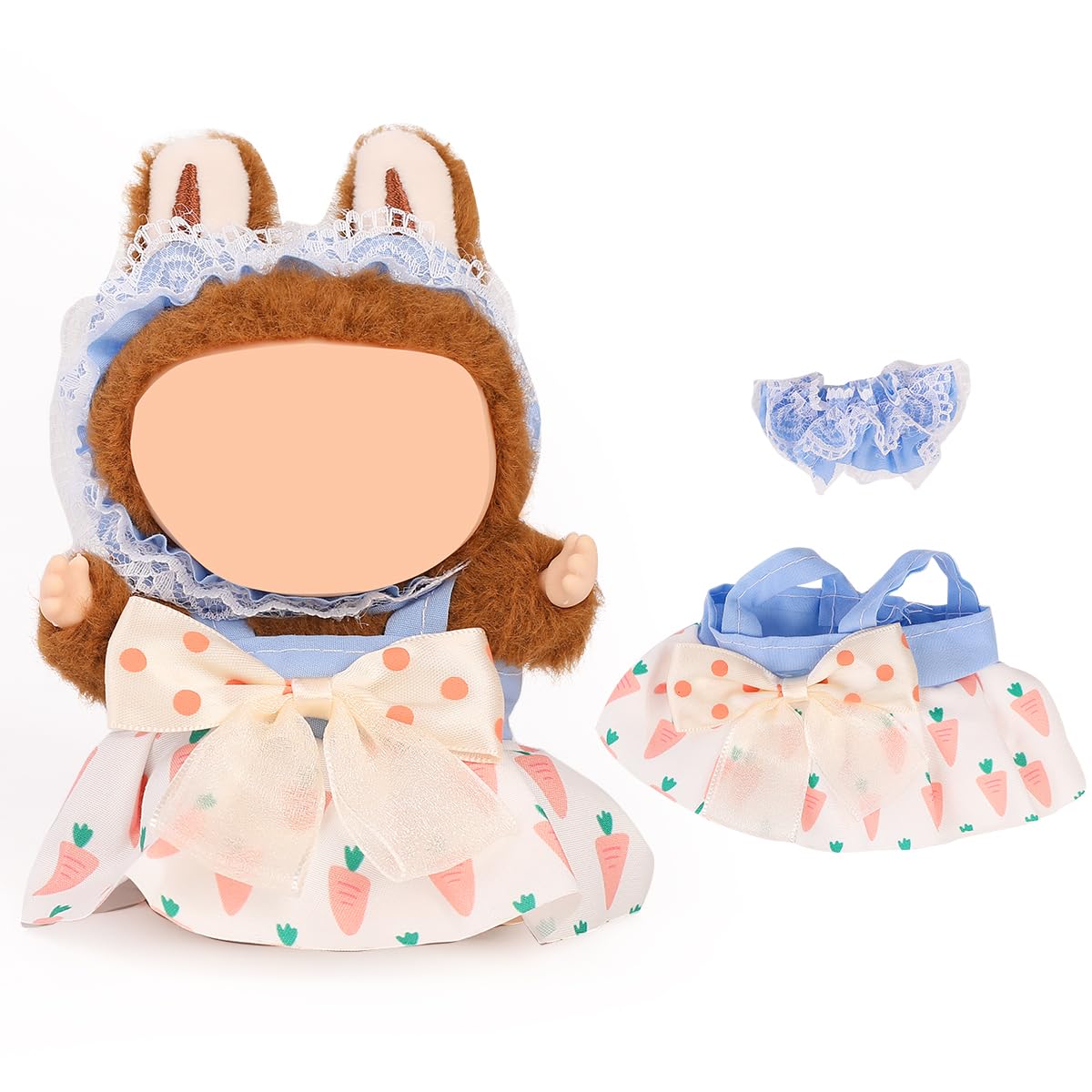 XMBYGY Doll Clothes for Labubu (for Standing/Sitting 17/15cm Plush Doll)(NO Doll)- Multiple Style Accessories Handcrafted Clothing Dress Up Included Cute Headwear and Skirt for Girls Woman (LB173) — image 1