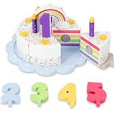 WoodenEdu Pretend Play Food for Toddlers 2-5,Wooden Birthday Fake Cake Toy | Including Candles and Numbers,Tea Party Learning Kitchen Set Birthday Gift Toys for Boys Girls