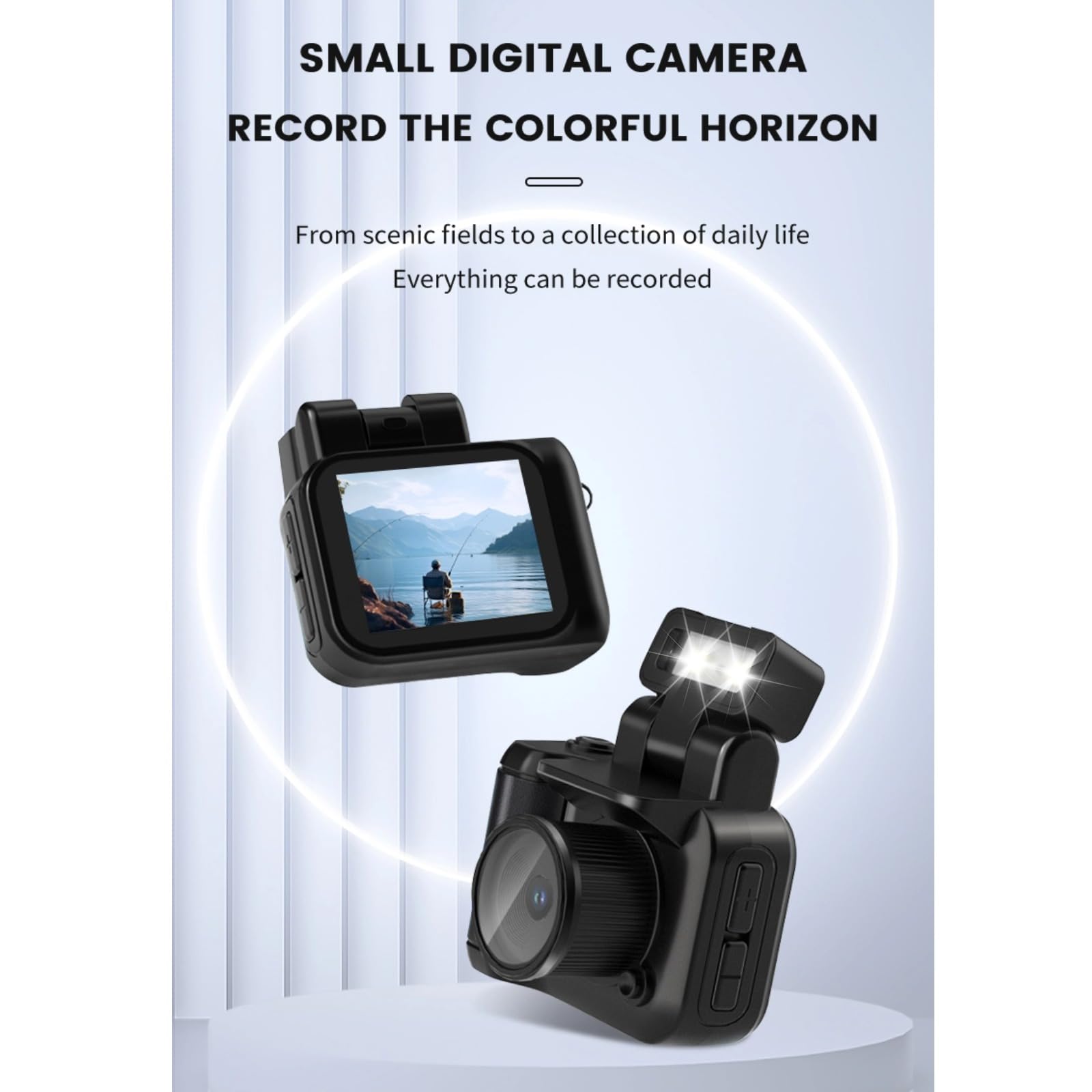 Mini Keychain Camera, 1080P HD Small DV Camera, Video Camera Camcorder, Thumb Camera withwith Video Light & 480mAh Battery Base, 1.44in Color Screen, Support OTG (White)