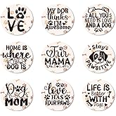 ANATTASOUL Coasters Set of 9 Dog Quotes Pattern Colorful Wooden Coasters Bulk Round Housewarming Gift for New Home, 3.9" Decorative Coffee Table Protection for Farmhouse Bar House Decor