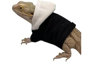 SEZDEKI Lizards Clothes for Bearded Dragon - Handmade Cotton Hoodies Warm Sweater Coat Reptiles Apparel Costume Skin Protection Photo for Lizard Bearded Dragon Crested Gecko Chameleon (Black,Large)