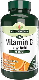 Natures Aid Low Acid Vitamin C 1000mg 180 Tablets - Vegan & Rosehips