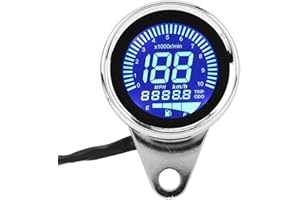 H-COME Universal Motorcycle Odometer LCD Digital Speedometer Tachometer Gauges with Night Light Fit for Most Popular 12V Motorbike