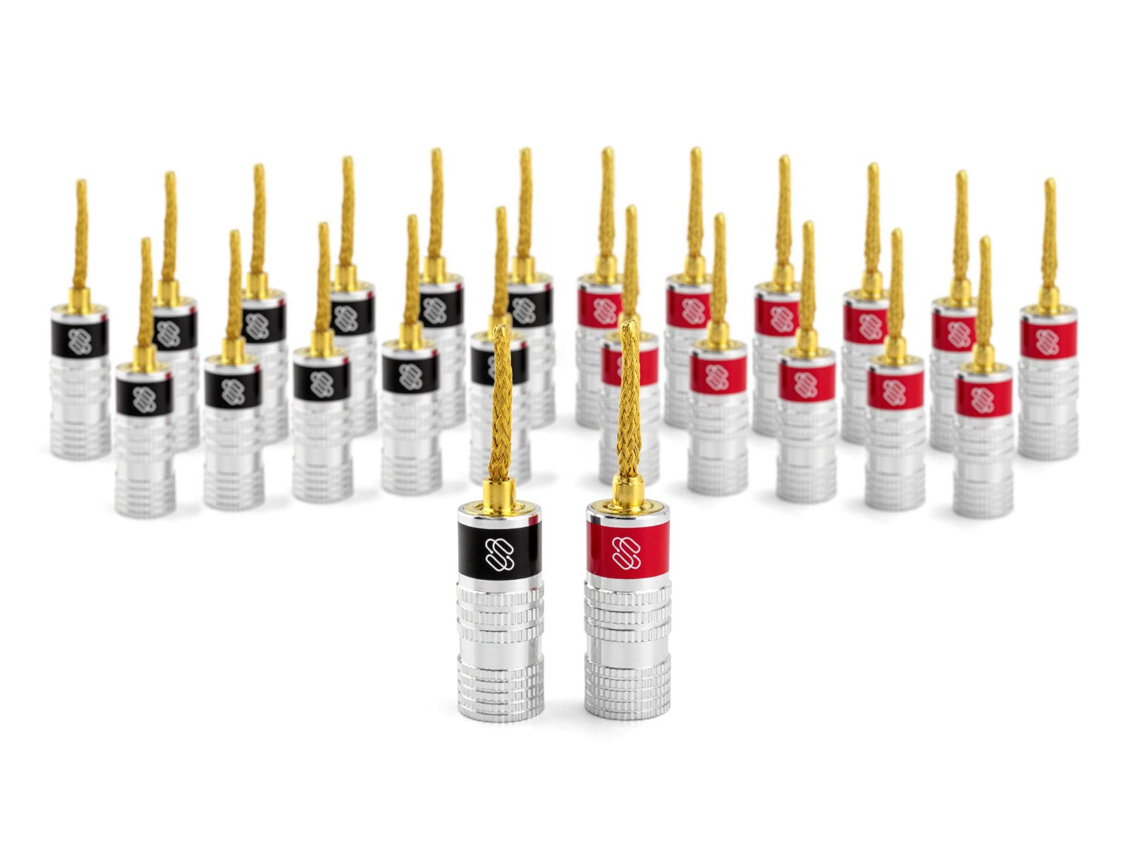 Sewell SilverbackSL Gold Pin Banana Plugs for Spring-Loaded Inputs, 12-Pack (SW-30006-12)