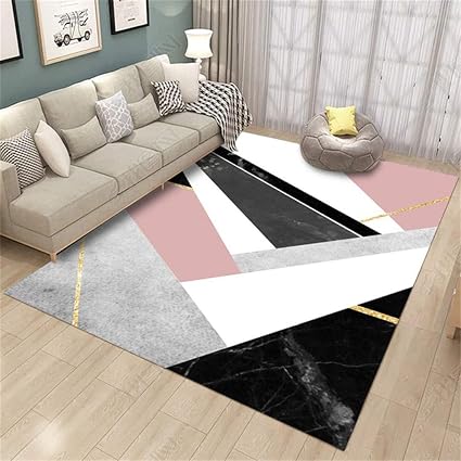 Ply Tapis Moelleux En Peluche Style Nordique Motif Géométrique Rose Noir Point Or Salon Tapis Tapis Plancher Size 80 160cm