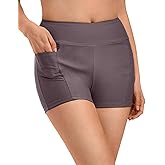 SINGNIER Women's Swim Shorts 2" High Waisted Tummy Control Bikini Swimsuit Bottoms Board Shorts Bathing Suit with Pockets