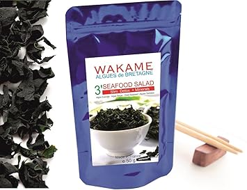 Wakame Algen getrockneter Instant 3' Algen 100 % Wakame-Flocken Premium Quality -wiederverschließbaren Beutel, bleumarine Bre