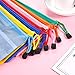 Bememo 14 Pieces 7 Colors Waterproof Zipper Pouch Pen Pencil Pouch Plastic Double Layer File Bag