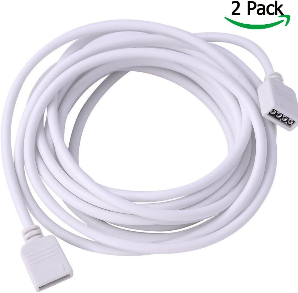 LEDneighbor White RGB Strip Extension Cable Female 4Pin 1Meter(40in) For LED RGB Strip Light,RGB Controller Extension Cable 2Pack