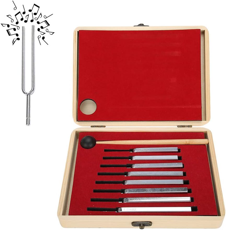 Tuning Fork Kit, 8 Different Frequency Tuning Fork Set With Wooden