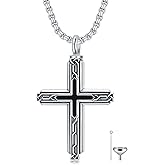 SIMONLY Cross Urn Necklaces for Ashes 925 Sterling Silver Celtic Knot Necklace with Stone Memorial Keepsake Cremation Jewelry for Men Women Unisex